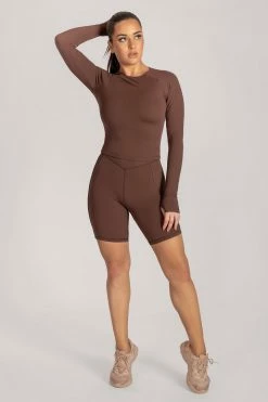 HNG Hera Panelled Bike Shorts - Chocolate