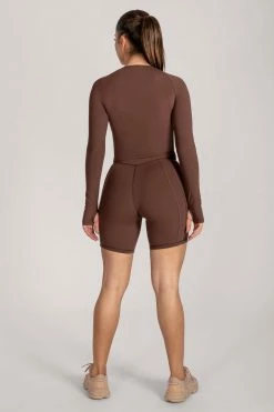 HNG Hera Panelled Bike Shorts - Chocolate