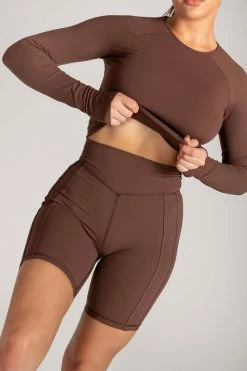HNG Hera Panelled Bike Shorts - Chocolate