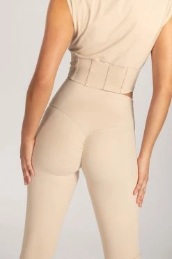 HNG Neutrals Hestia Panelled Sleeveless Crop Top - Nude