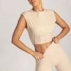 HNG Neutrals Hestia Panelled Sleeveless Crop Top - Nude