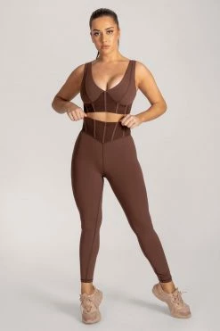HNG Ceres Corsetted Waist Leggings - Chocolate Activewear Bottoms