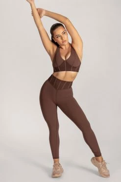 HNG Ceres Corsetted Waist Leggings - Chocolate Activewear Bottoms