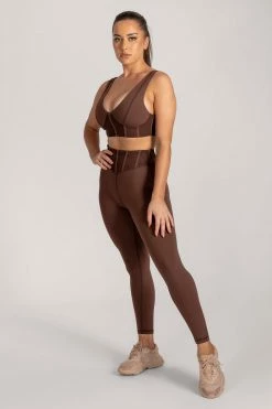 HNG Ceres Corsetted Waist Leggings - Chocolate Activewear Bottoms