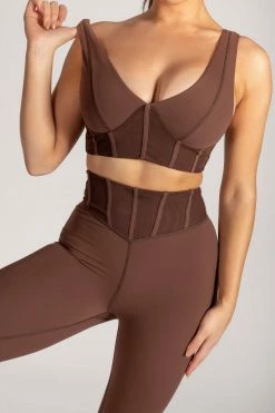 HNG Ceres Corsetted Waist Leggings - Chocolate Activewear Bottoms