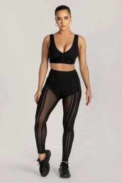 HNG Dion Mesh Pannelled Leggings - Black