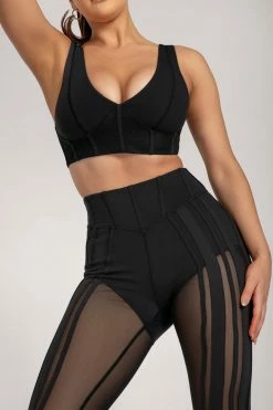 HNG Dion Mesh Pannelled Leggings - Black