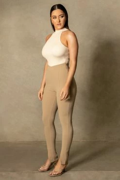 ROM Kandice Split Hem Cigarette Pants - Concrete All Bottoms