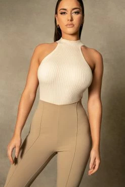 ROM Kandice Split Hem Cigarette Pants - Concrete All Bottoms