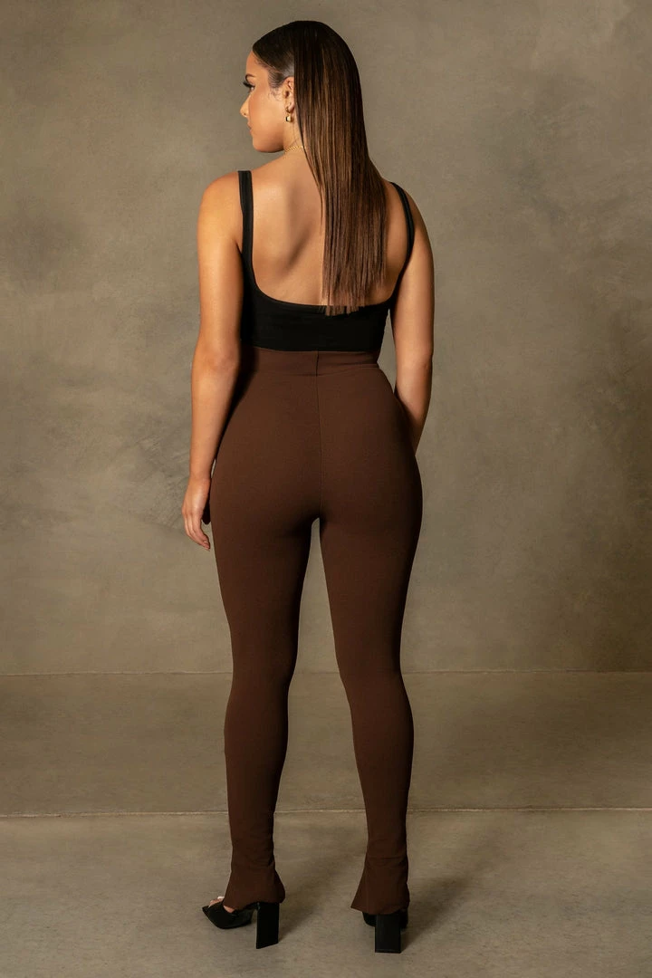 ROM All Bottoms Kandice Split Hem Cigarette Pants - Chocolate 17 ROM All Bottoms Kandice Split Hem Cigarette Pants - Chocolate