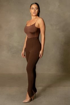 ROM All Bottoms Kandice Split Hem Cigarette Pants - Chocolate 33 ROM All Bottoms Kandice Split Hem Cigarette Pants - Chocolate