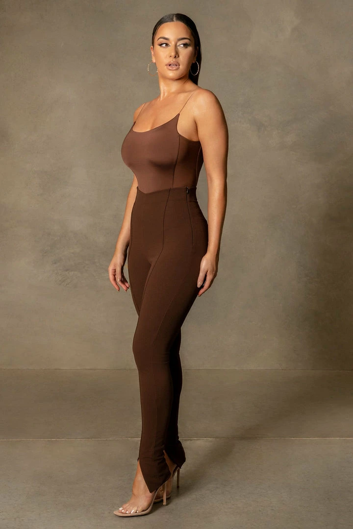 ROM All Bottoms Kandice Split Hem Cigarette Pants - Chocolate 11 ROM All Bottoms Kandice Split Hem Cigarette Pants - Chocolate