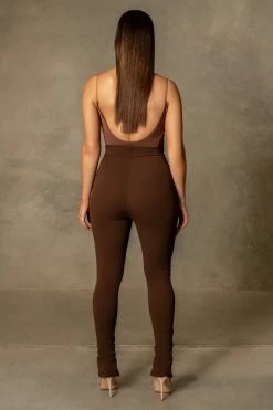 ROM All Bottoms Kandice Split Hem Cigarette Pants - Chocolate