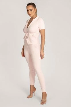 WXI Jasmine Short Sleeve Hooded Drawcord Jacket - Baby Pink