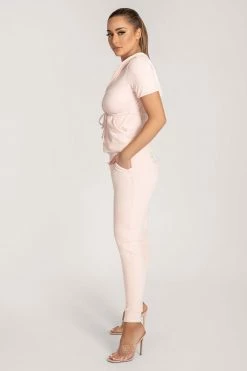 WXI Jasmine Short Sleeve Hooded Drawcord Jacket - Baby Pink