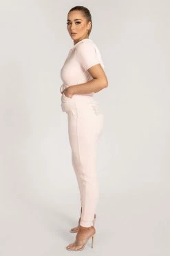 WXI Jasmine Short Sleeve Hooded Drawcord Jacket - Baby Pink