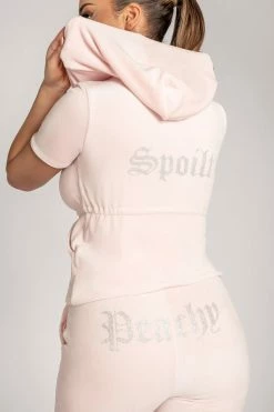 WXI Jasmine Short Sleeve Hooded Drawcord Jacket - Baby Pink