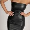 WNT DRESSES Pamela Strapless Faux Leather Dress - Black
