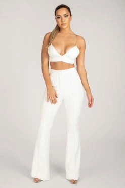 QNG All Bottoms Zendaya Highwaisted Flare Pants - White