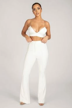 QNG All Bottoms Zendaya Highwaisted Flare Pants - White 12 QNG All Bottoms Zendaya Highwaisted Flare Pants - White