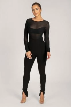 WXI Blaire Mesh Long Sleeve Bodysuit - Black All Tops