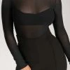 WXI Blaire Mesh Long Sleeve Bodysuit - Black All Tops