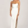 INB DRESSES Rheanna Strapless Cowl Neck Corset Maxi Dress - White