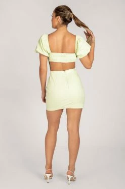 WNT Leonie Square Neck Puff Sleeve Bodycon Mini Dress - Celery DRESSES 27 WNT Leonie Square Neck Puff Sleeve Bodycon Mini Dress - Celery DRESSES