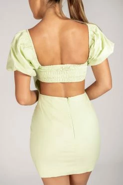 WNT Leonie Square Neck Puff Sleeve Bodycon Mini Dress - Celery DRESSES 25 WNT Leonie Square Neck Puff Sleeve Bodycon Mini Dress - Celery DRESSES