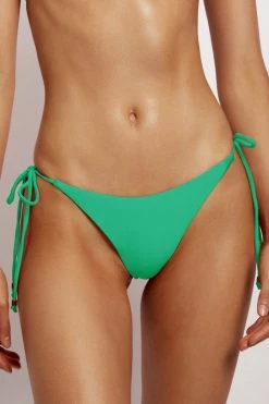 GLD MESHKI SWIM Peyton Tie Up Bikini Bottom - Green Sparkle