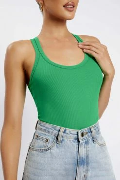 ROM All Tops London Ribbed Racer Back Bodysuit - Bright Green 11 ROM All Tops London Ribbed Racer Back Bodysuit - Bright Green
