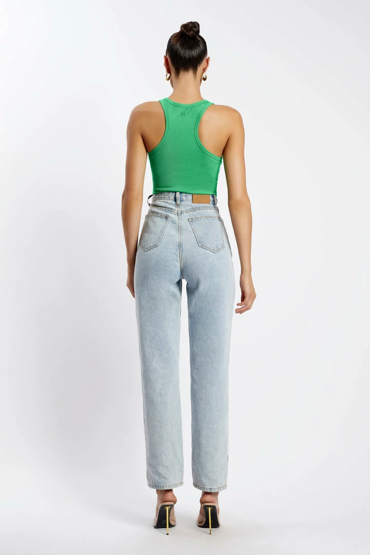 ROM All Tops London Ribbed Racer Back Bodysuit - Bright Green 3 ROM All Tops London Ribbed Racer Back Bodysuit - Bright Green