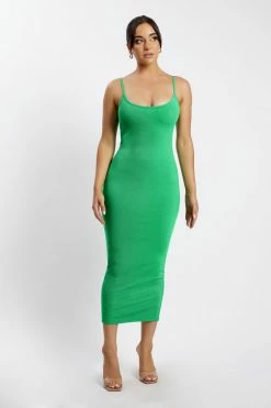 ROM Alexis Ribbed Cami Midi Dress - Bright Green DRESSES