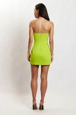 WNT DRESSES Maci Crepe Mini Dress - Lime Green