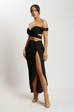 ROM Two Piece Sets Nicky Twist Front Tie Top - Black