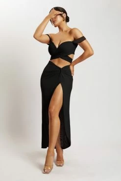 ROM Two Piece Sets Nicky Twist Front Tie Top - Black