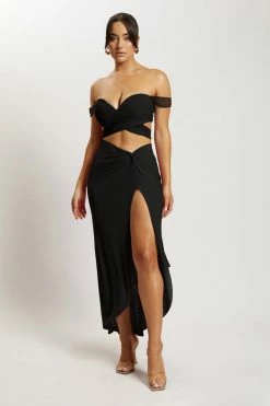 ROM Two Piece Sets Nicky Twist Front Tie Top - Black