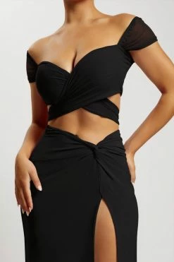 ROM Two Piece Sets Nicky Twist Front Tie Top - Black