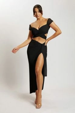 ROM Two Piece Sets Nicky Twist Front Tie Top - Black