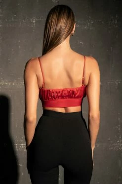 ROM Brea Ruched Bust Crop Top - Red All Tops