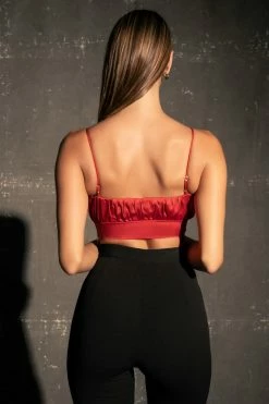 ROM Brea Ruched Bust Crop Top - Red All Tops