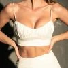 ROM Brea Ruched Bust Crop Top - White