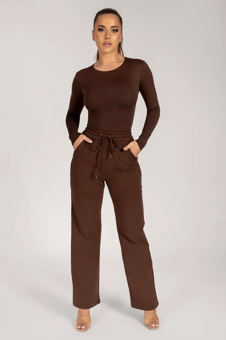 WXI All Tops Lydia Crew Neck Long Sleeve Bodysuit - Chocolate 7 WXI All Tops Lydia Crew Neck Long Sleeve Bodysuit - Chocolate