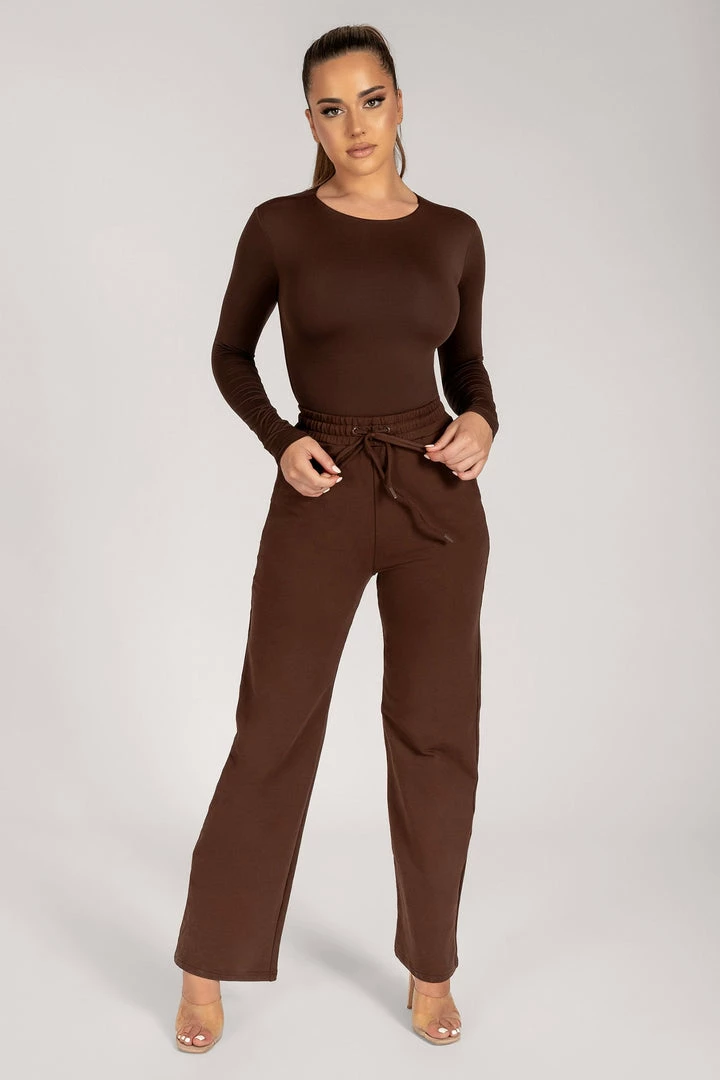 WXI All Tops Lydia Crew Neck Long Sleeve Bodysuit - Chocolate 6 WXI All Tops Lydia Crew Neck Long Sleeve Bodysuit - Chocolate