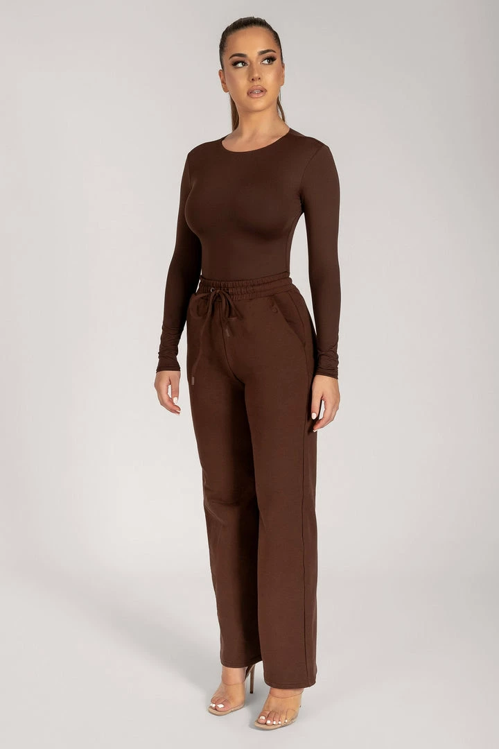 WXI All Tops Lydia Crew Neck Long Sleeve Bodysuit - Chocolate 5 WXI All Tops Lydia Crew Neck Long Sleeve Bodysuit - Chocolate
