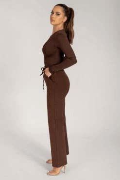 WXI All Tops Lydia Crew Neck Long Sleeve Bodysuit - Chocolate 16 WXI All Tops Lydia Crew Neck Long Sleeve Bodysuit - Chocolate
