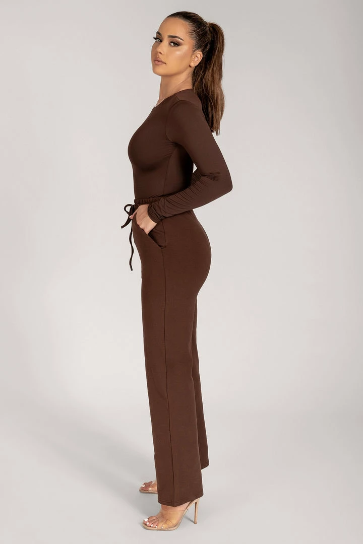 WXI All Tops Lydia Crew Neck Long Sleeve Bodysuit - Chocolate 4 WXI All Tops Lydia Crew Neck Long Sleeve Bodysuit - Chocolate