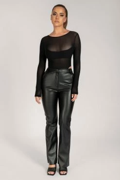 WXI Blaire Mesh Long Sleeve Bodysuit - Black All Tops