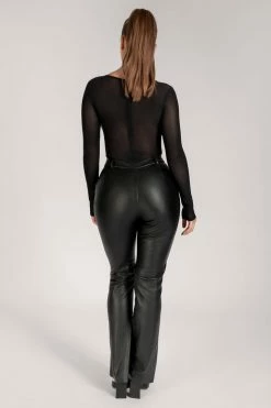 WNT All Bottoms Tyra Straight Leg Faux Leather Pants - Black