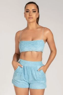 WNG Marina Terry Towelling Thin Strap Crop Top - Blue 13 WNG Marina Terry Towelling Thin Strap Crop Top - Blue